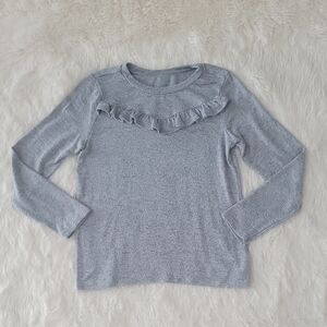 Gymboree Light Gray Ruffle Sweater Pullover Crewneck Girls Size 10/12